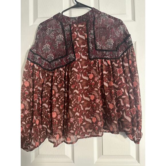 Zara Burgundy Floral Blouse - Picture 15 of 15